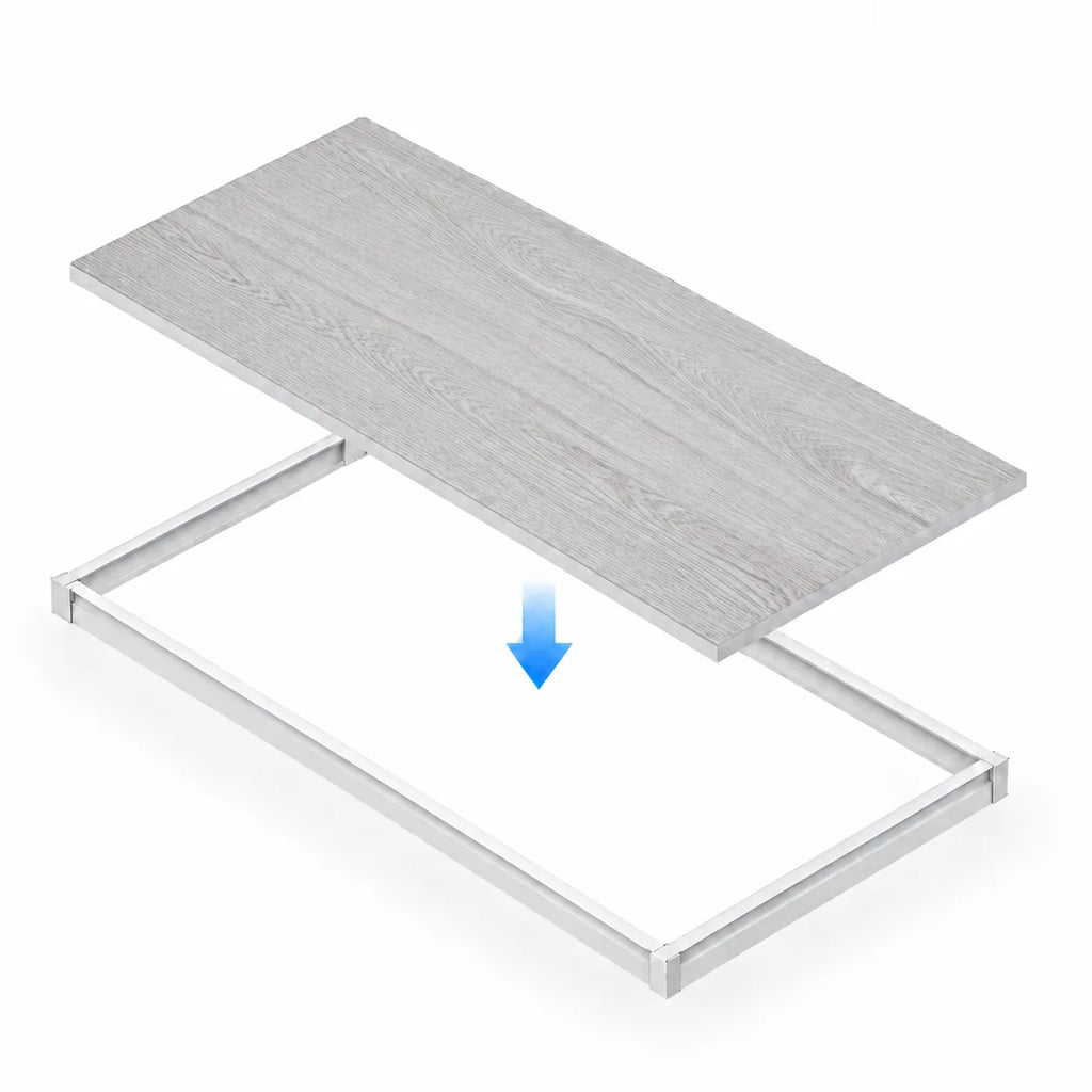 Dalle acoustique de plafond en bois, finition chêne blanchi, mise en place dans une ossature de plafond suspendu