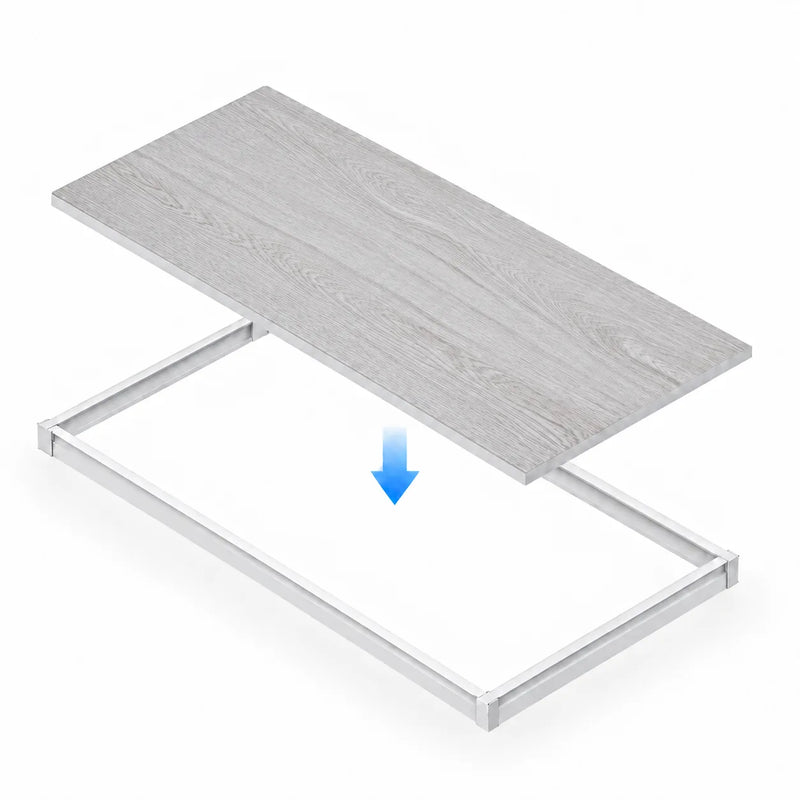 Dalle acoustique de plafond en bois, finition chêne blanchi, mise en place dans une ossature de plafond suspendu