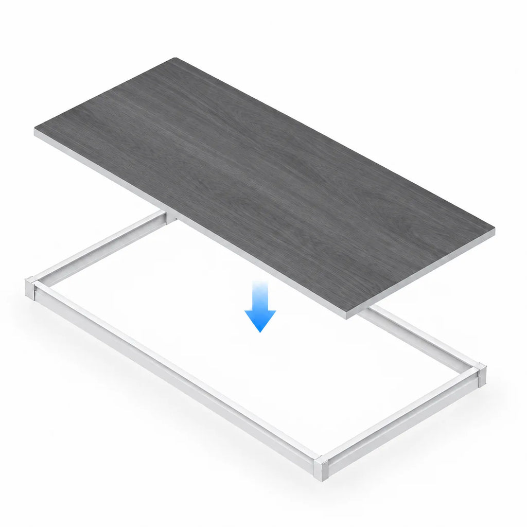 Dalle acoustique de plafond en bois, finition chêne gris foncé, mise en place dans une ossature de plafond suspendu