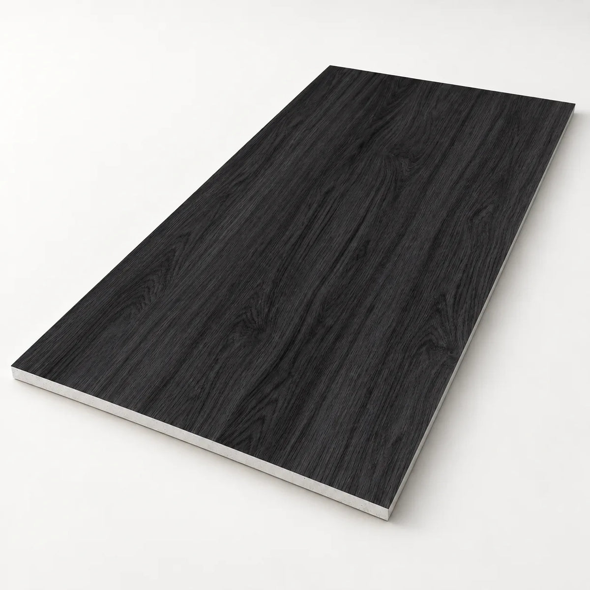 Dalle acoustique de plafond en bois, finition frêne noir, vue du produit