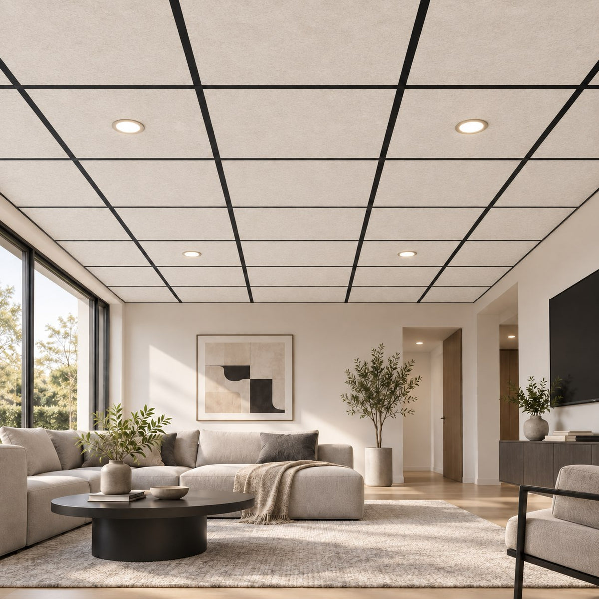 Dalle acoustique plafond en feutre PET – 60 × 60 cm
