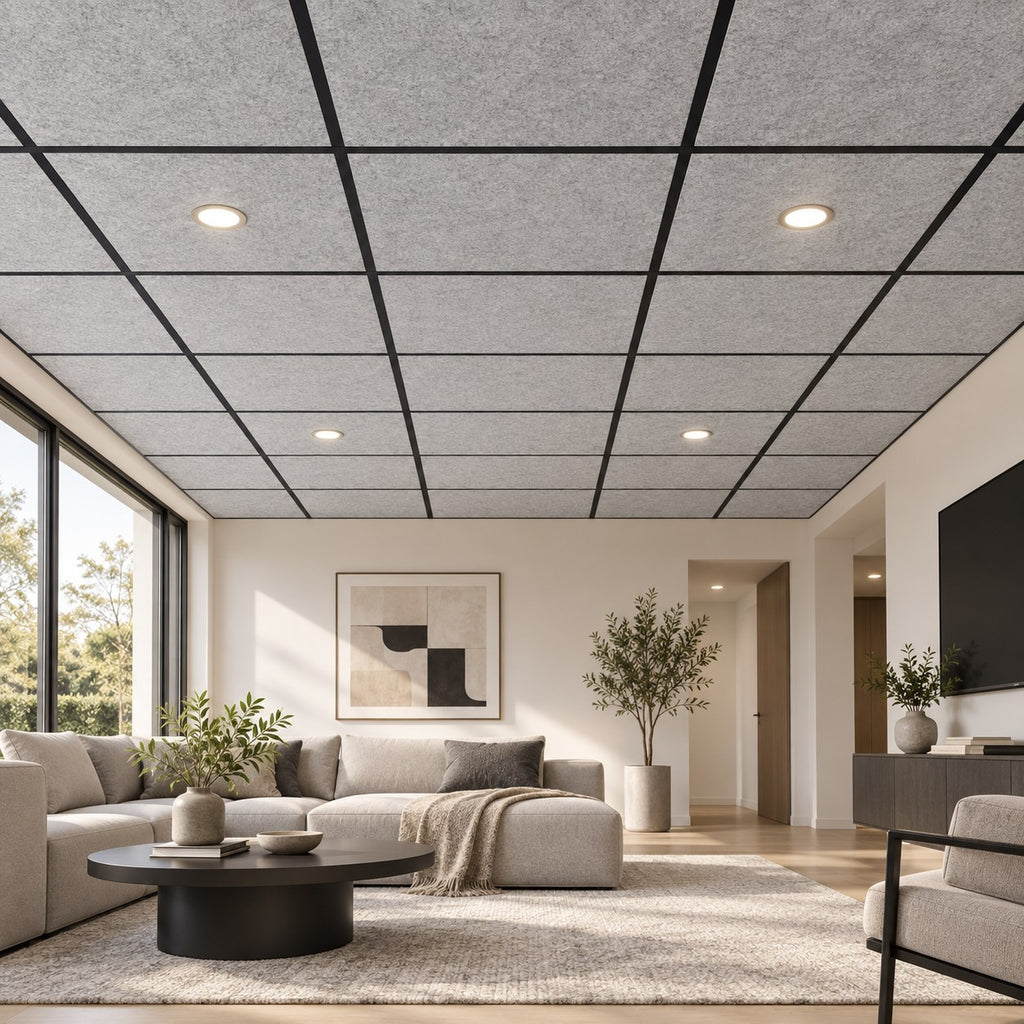 Dalle acoustique plafond en feutre PET – 60 × 60 cm