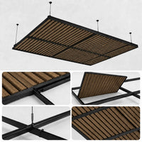 Dalle de plafond suspendu à tasseaux, finition Chêne bronze – vue technique et installation
