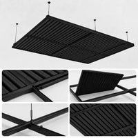 Dalle de plafond suspendu à tasseaux, finition Frêne noir – vue technique et installation