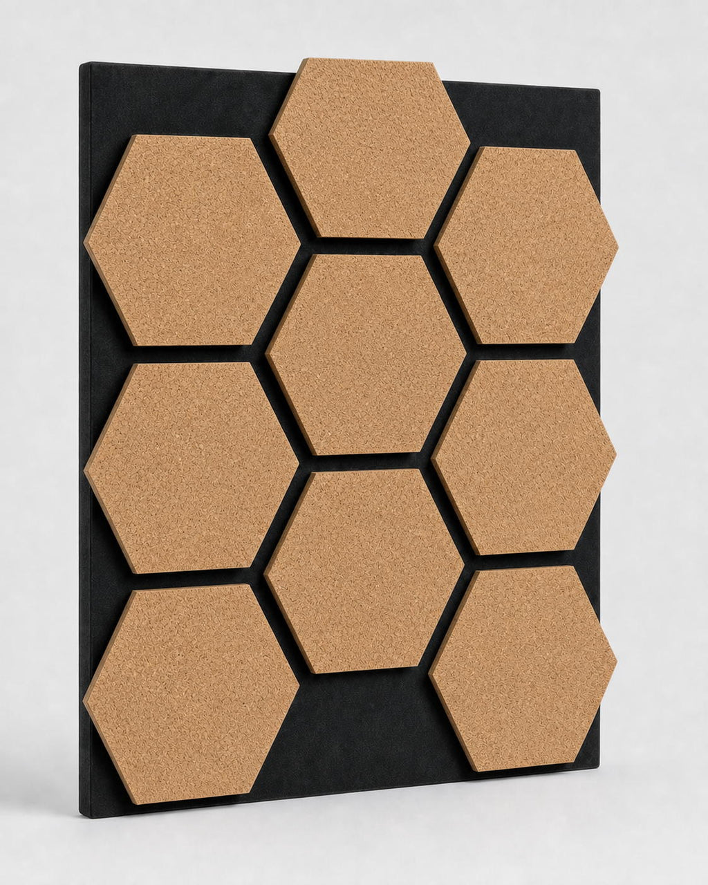 Profil du module acoustique hexagonal en liège sur support noir