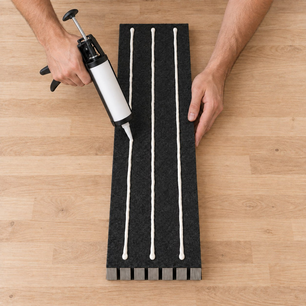 Panneau acoustique mural compact en chêne gris foncé – pose collée au mur