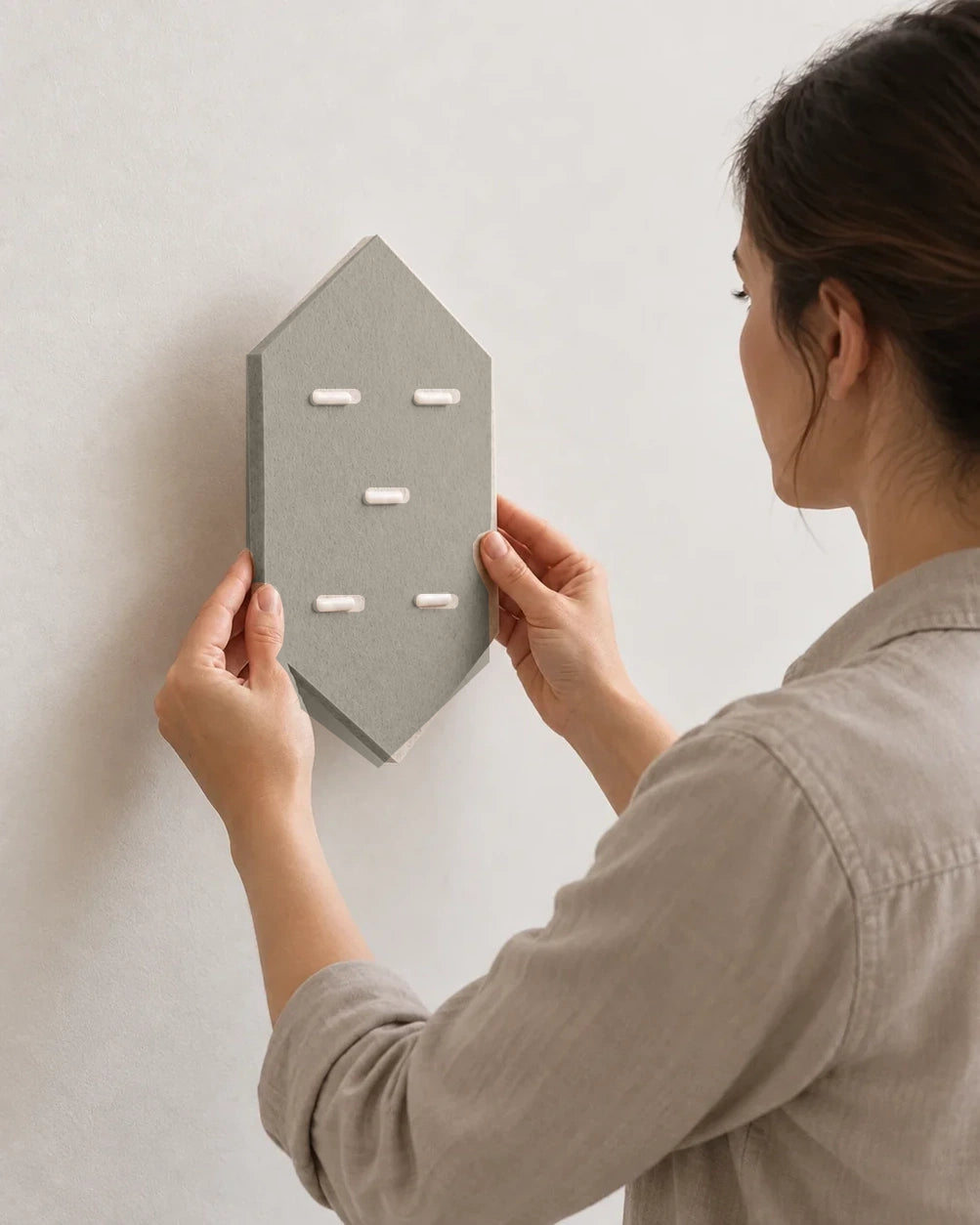 Panneau acoustique mural hexagonal – Feutre PET — Écru — vue 6