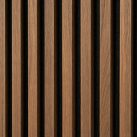 Nahaufnahme des Furniers, Oberfläche Nussbaum, und des schwarzen Filzes des Akustikpaneels