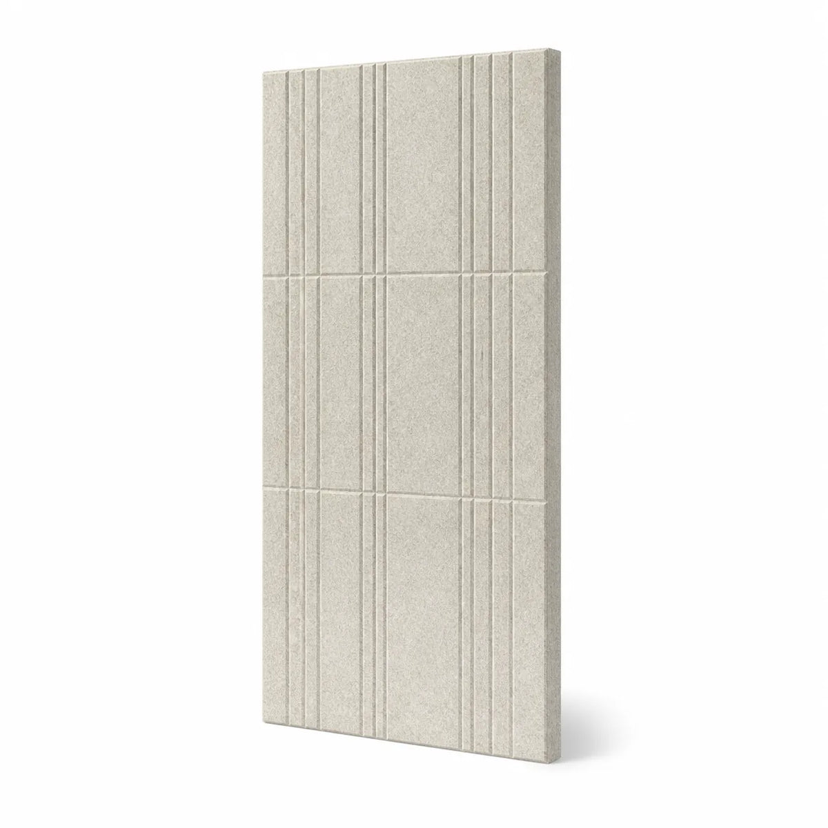 Texture et matière du panneau mural en feutre pet – motif barcode couleur Écru