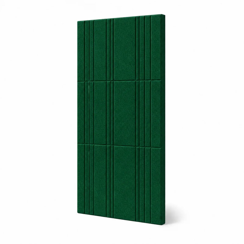 Texture et matière du panneau mural en feutre pet – motif barcode couleur Vert forêt