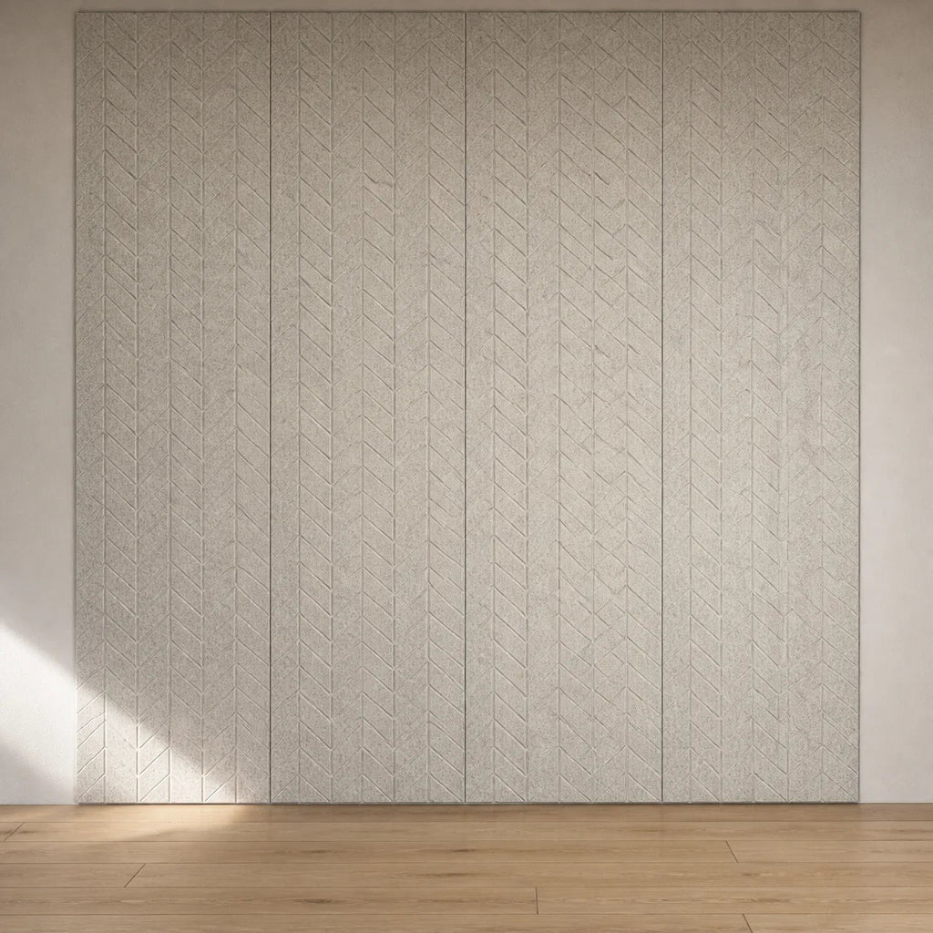 Panneau mural feutre pet chevrons en composition murale design
