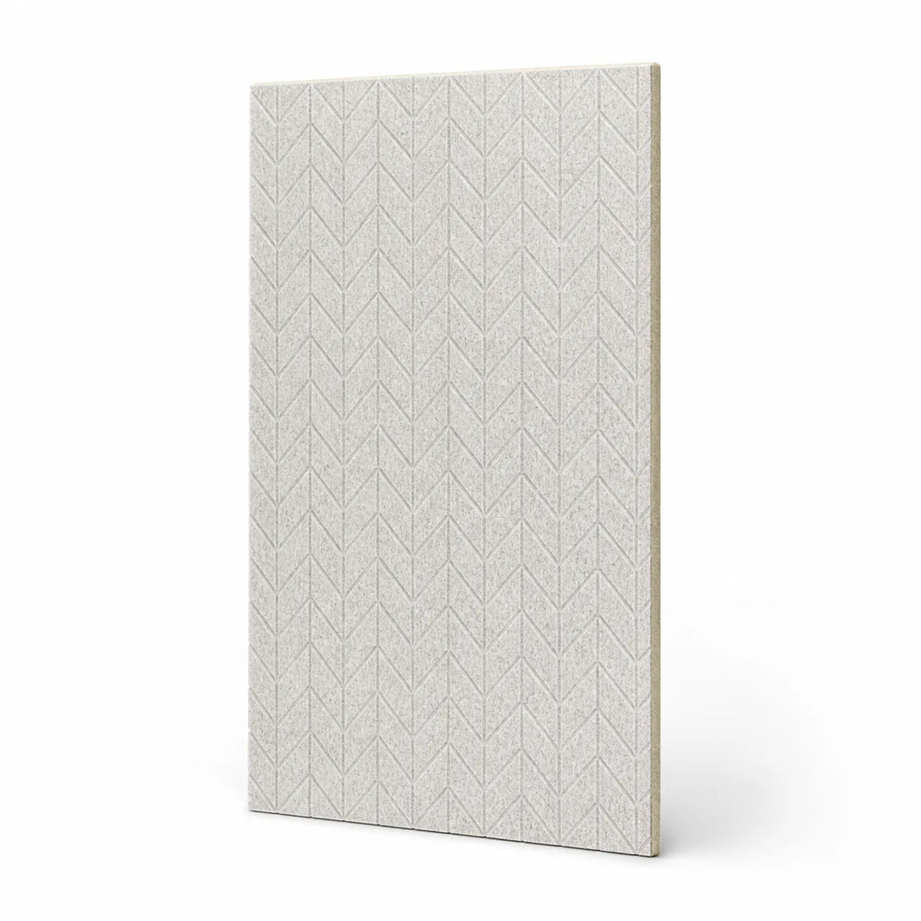 Texture et matière du panneau mural en feutre pet – chevrons couleur Écru