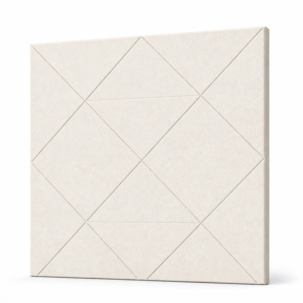 Texture et matière du panneau mural en feutre pet – grille losange couleur Écru