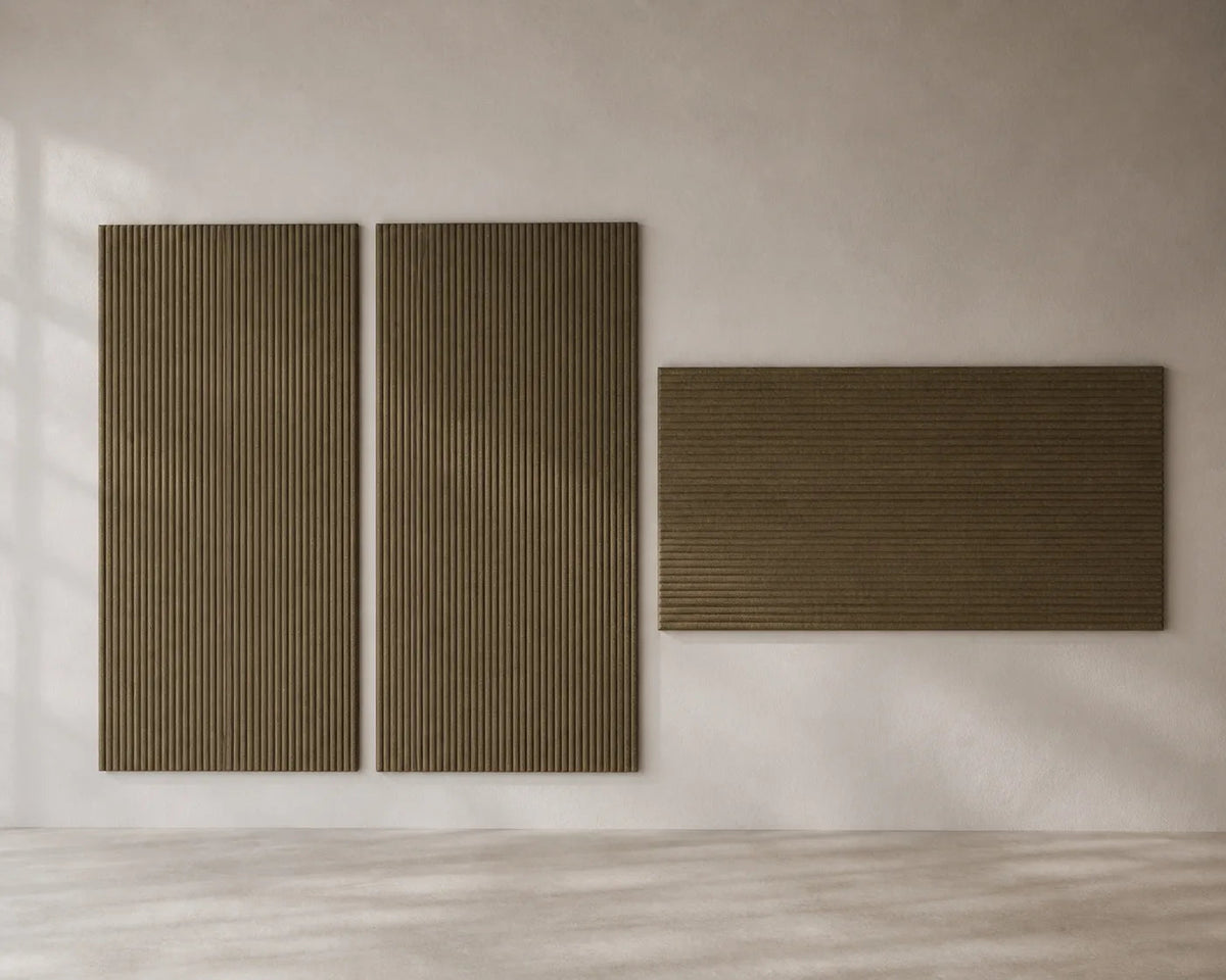 Panneau mural feutre pet micro-rainures en composition murale design