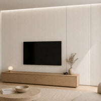 Panneau mural en feutre PET – Micro-rainures couleur Écru dans un intérieur contemporain