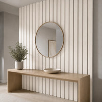 Panneau mural en feutre PET – Nervures couleur Écru dans un intérieur contemporain