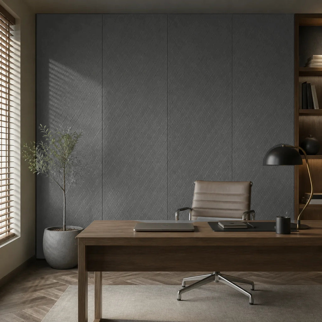 Panneau mural en feutre PET – Petits losanges — Graphite — vue 5