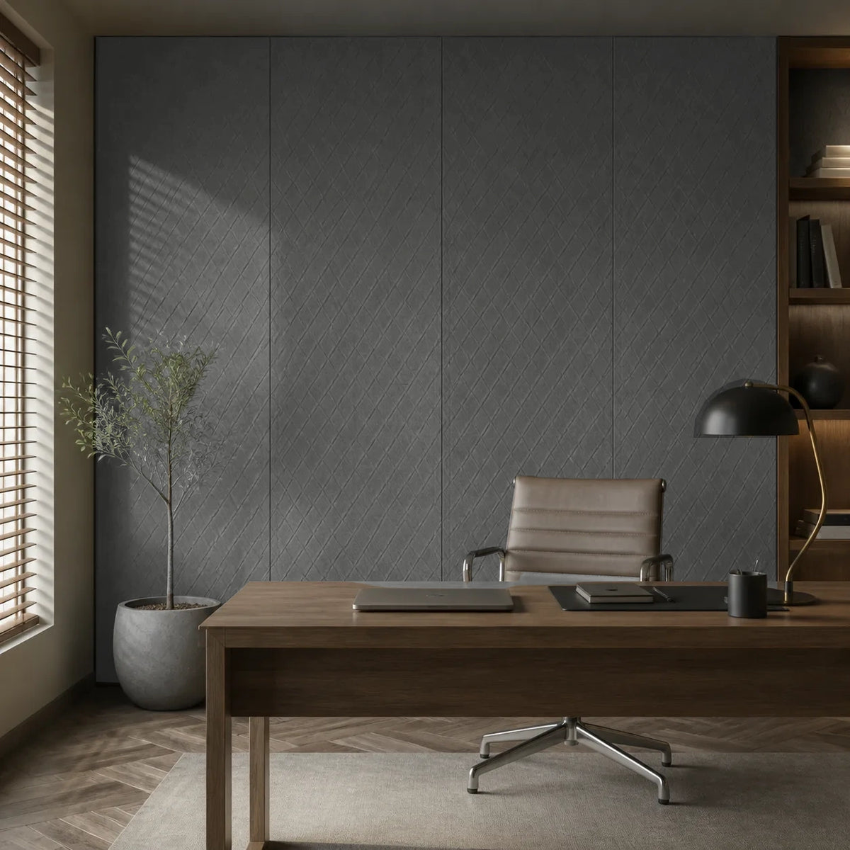 Panneau mural en feutre PET – Petits losanges — Graphite — vue 5
