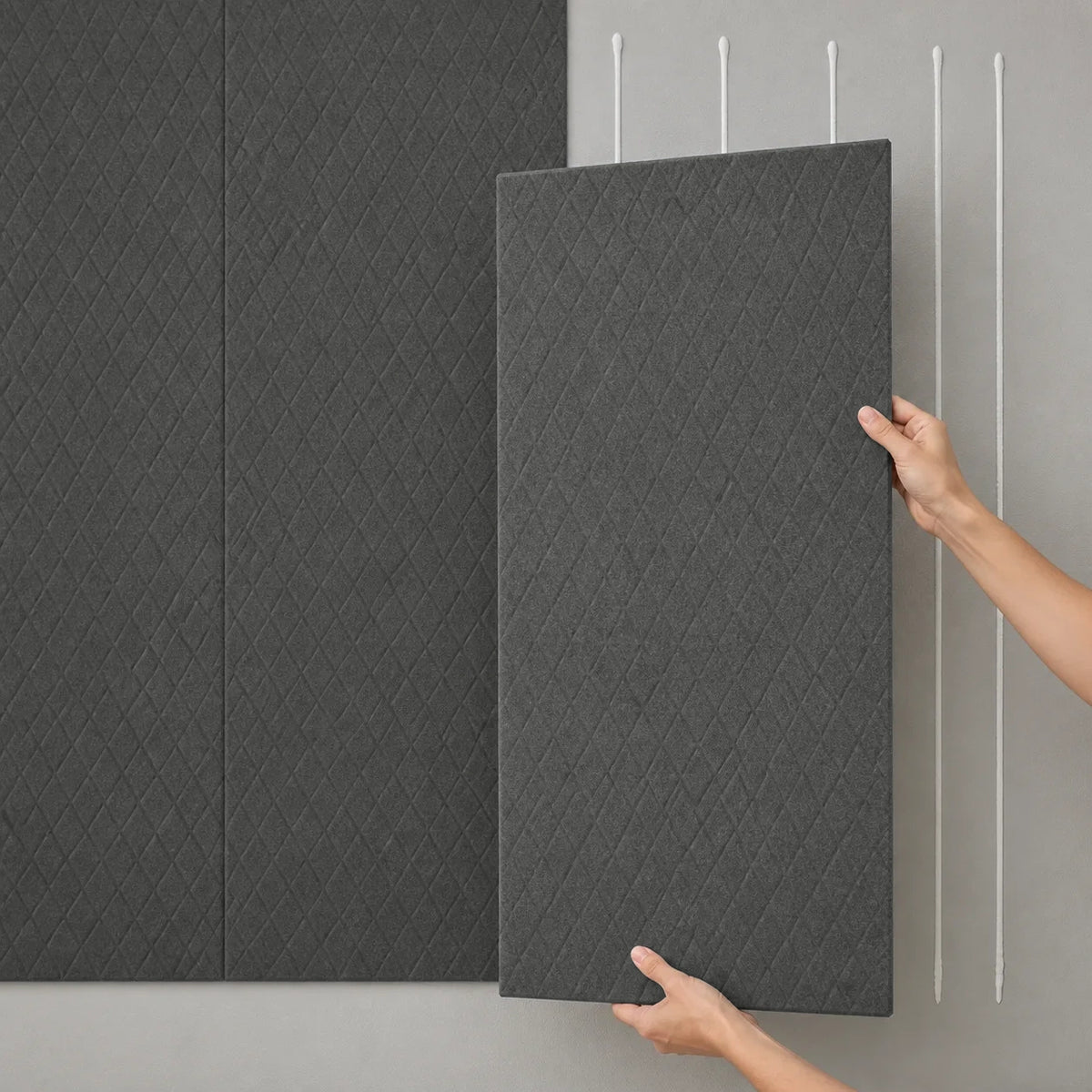 Panneau mural en feutre PET – Petits losanges — Graphite — vue 6