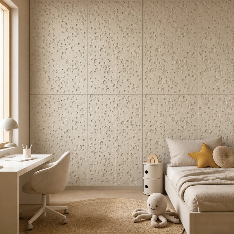 Panneau mural en feutre PET Motif pois écru dans un intérieur contemporain