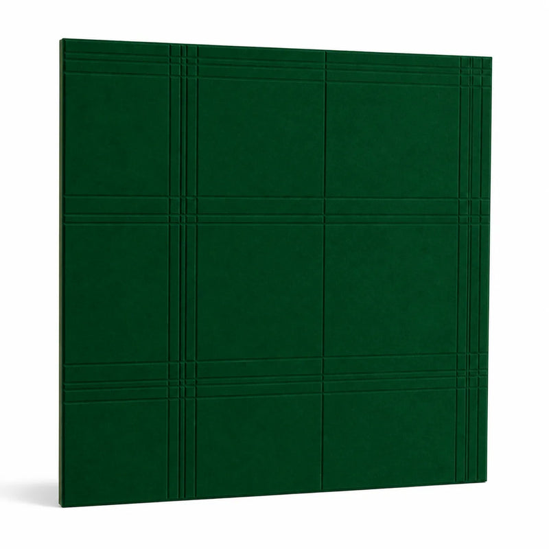 Texture et matière du panneau mural en feutre pet – motif tartan couleur Vert forêt
