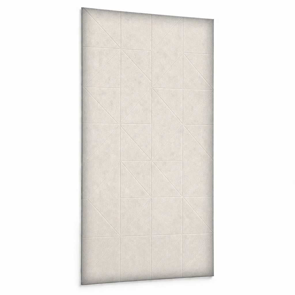 Panneau mural en feutre PET – Triangles couleur Écru sur fond blanc