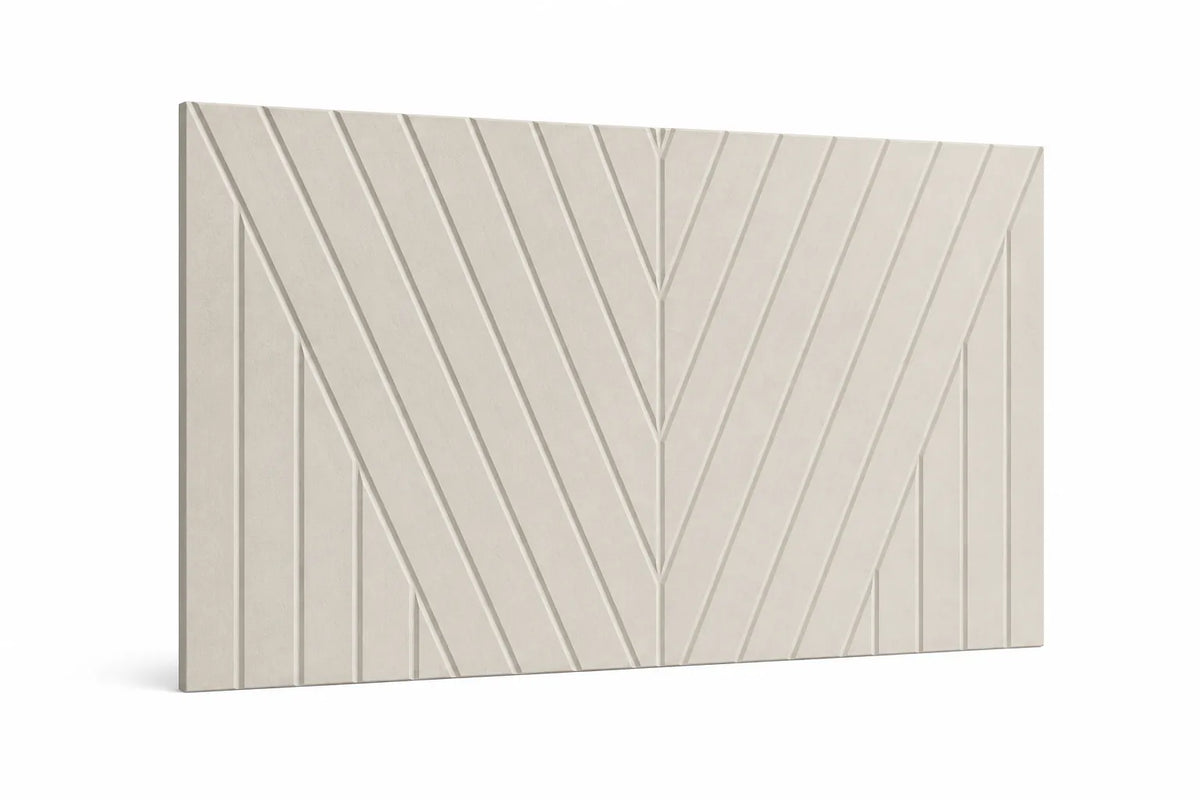 Gros plan sur la texture du panneau mural en feutre PET V-Line couleur Écru