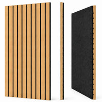 Panneau acoustique Wide finition Chêne naturel, vues de face, profil et dos