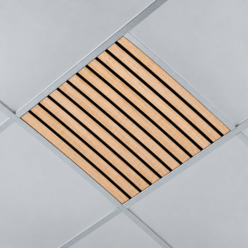 Dalle de plafond suspendu à tasseaux bois