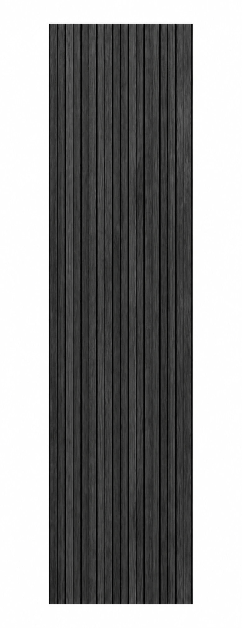Vorderansicht des PREMIUM-Akustikpaneels in Esche Schwarz, Format 240 × 60 cm