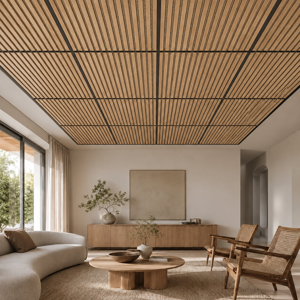 Dalle de plafond à tasseaux bois – Dos WWCB