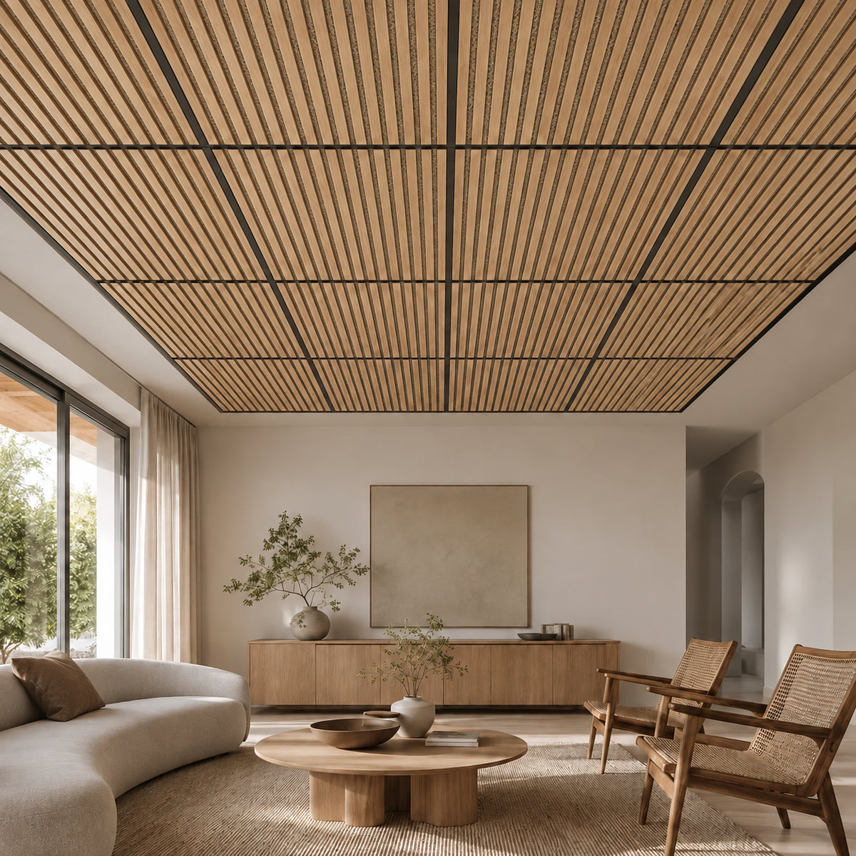 Dalle de plafond à tasseaux bois – Dos WWCB