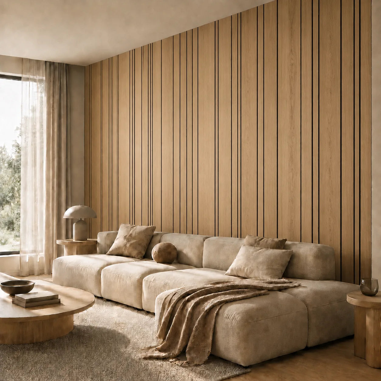 Panneaux muraux décoratifs en bois à rayures